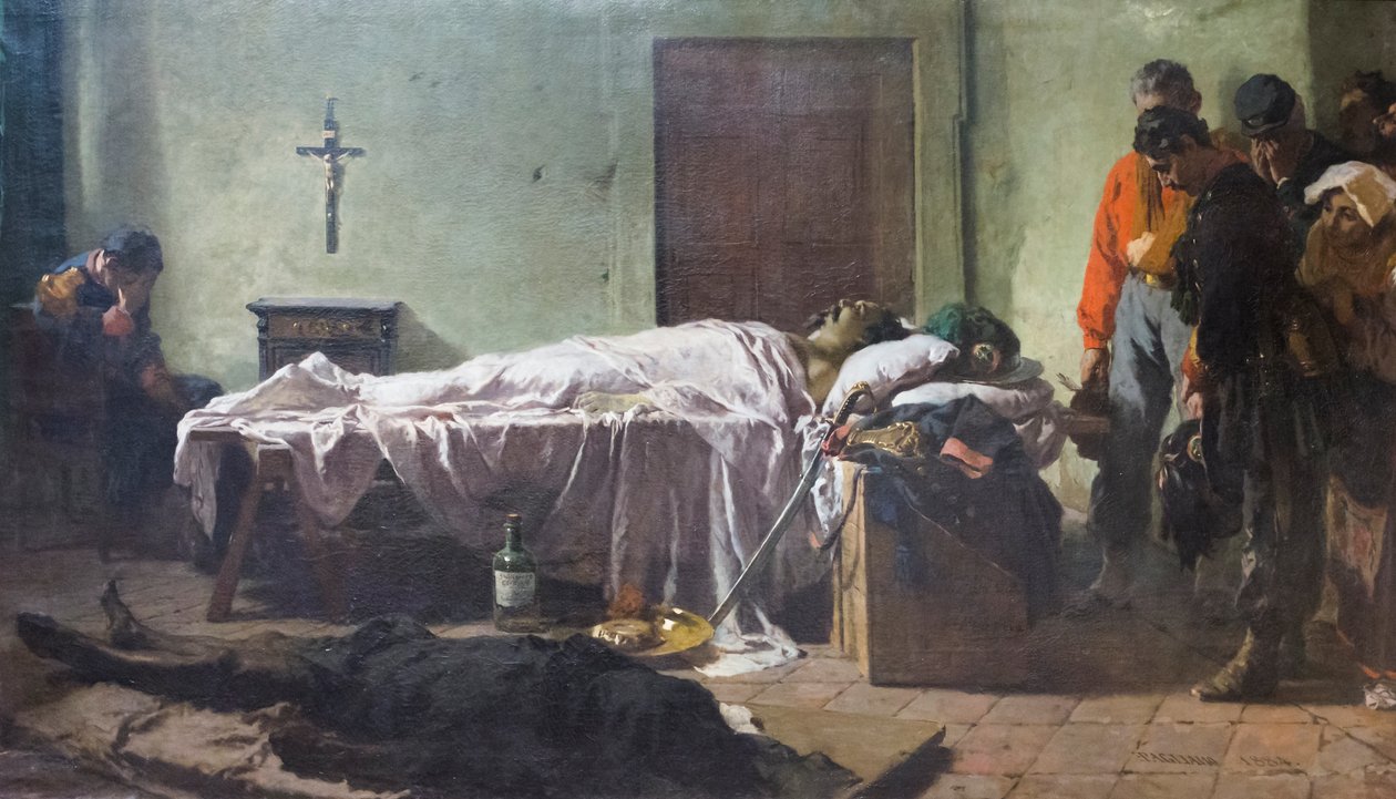 Liget af Luciano Manara besøgt af soldater af Eleuterio Pagliano
