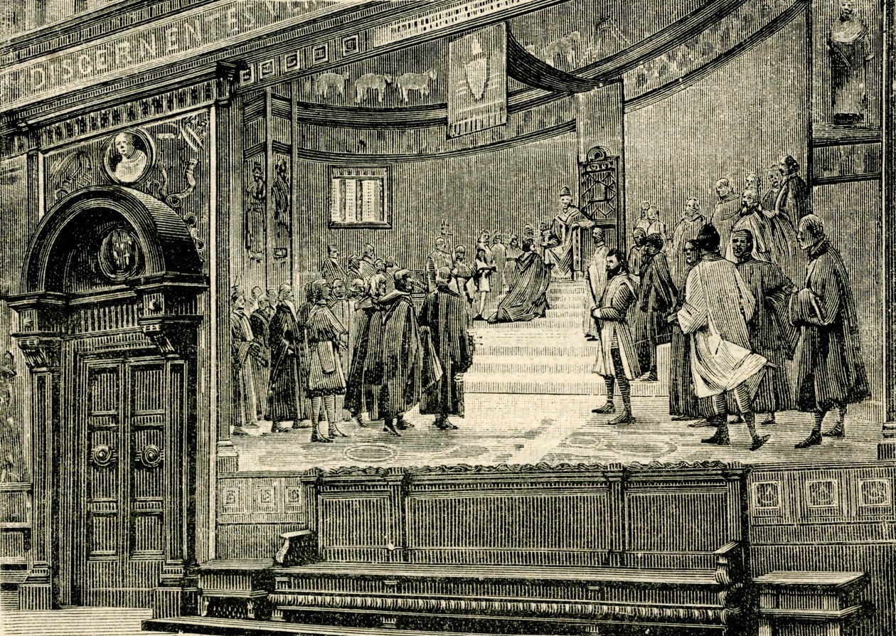 Freskerne i den store sal i barnabitternes palads, af Elia Bonci (1866-1953), Macerata, Marche, Italien af Elia Bonci