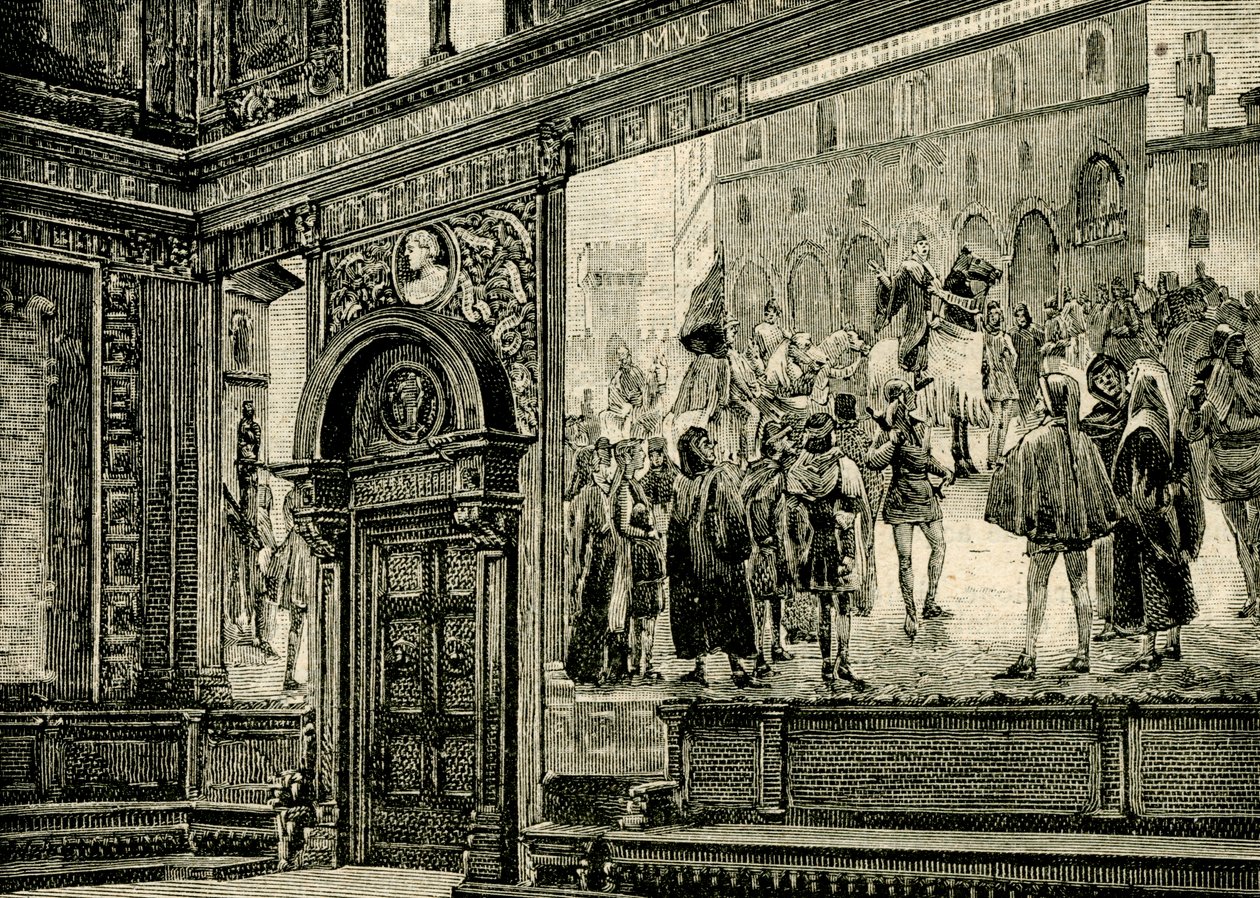 Freskerne i den store sal i barnabitternes palads, af Elia Bonci (1866-1953), Macerata, Marche, Italien af Elia Bonci