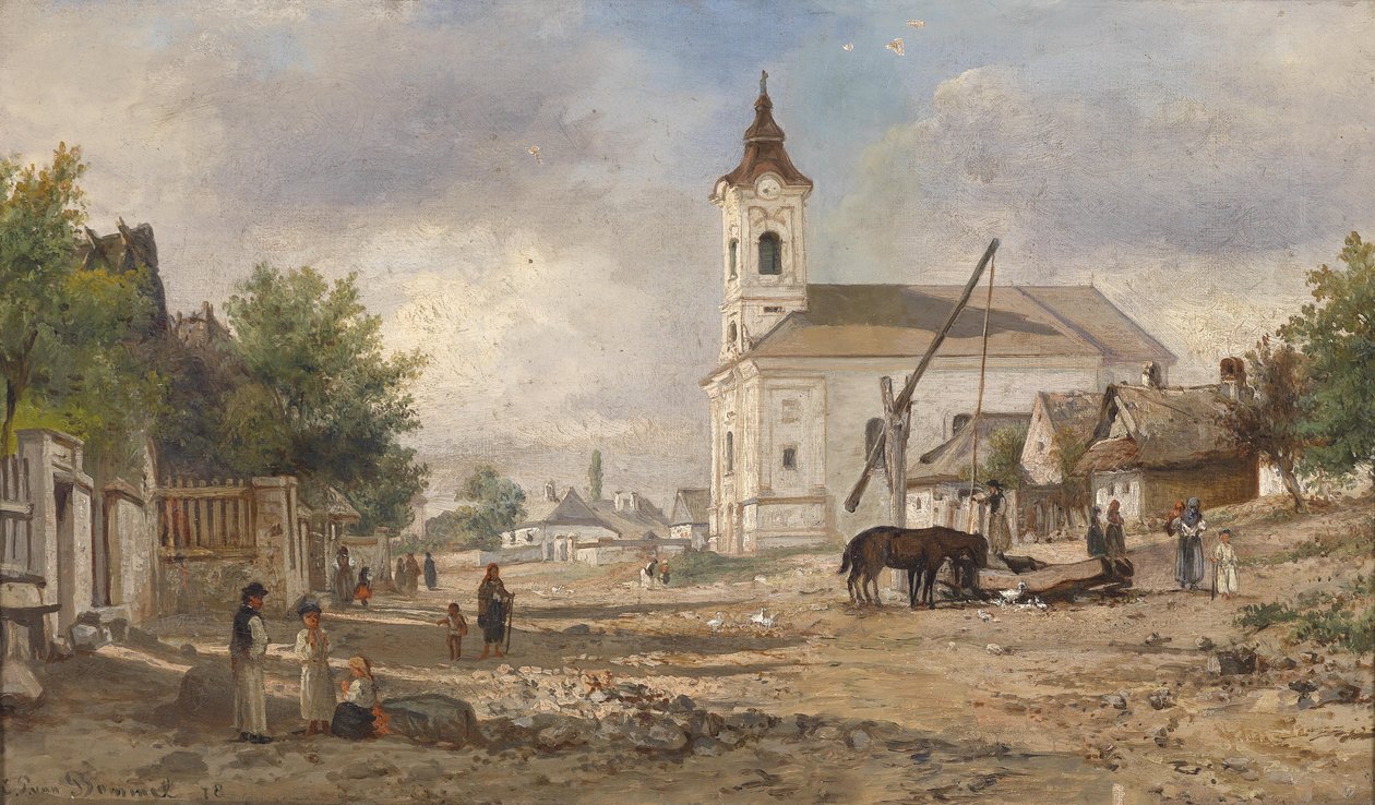 En kirkegård med et springvand af Elias van Bommel