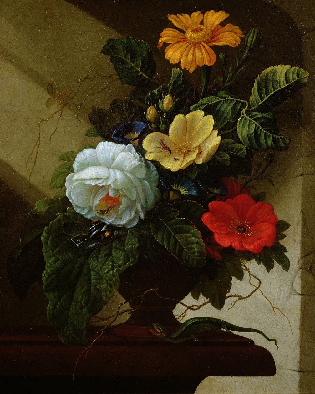 Stilleben med blomster af Elias van den Broeck