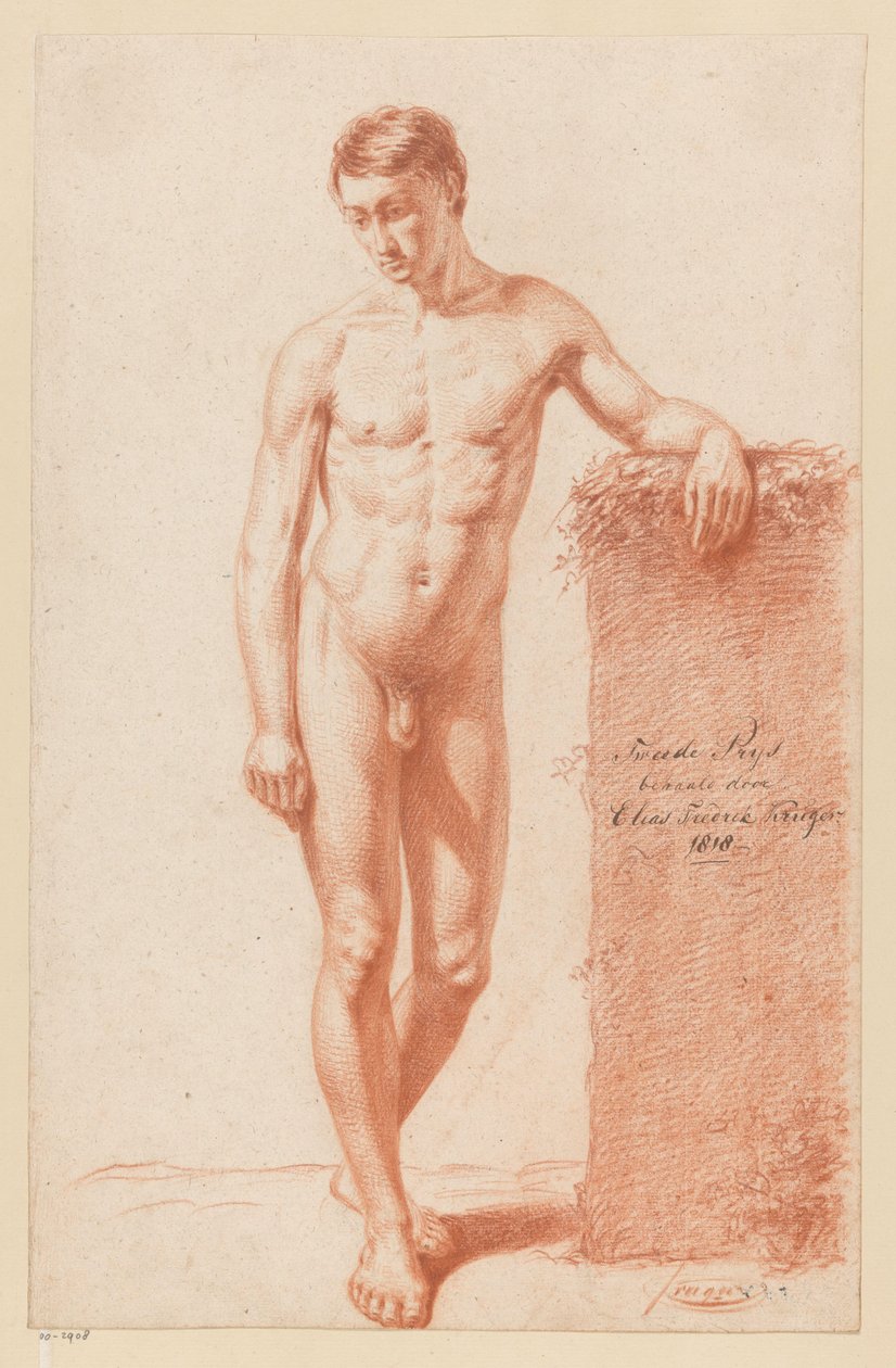 Stående nøgen mand, set forfra (2. præmie 1818) af Elias Friedrich Kruger