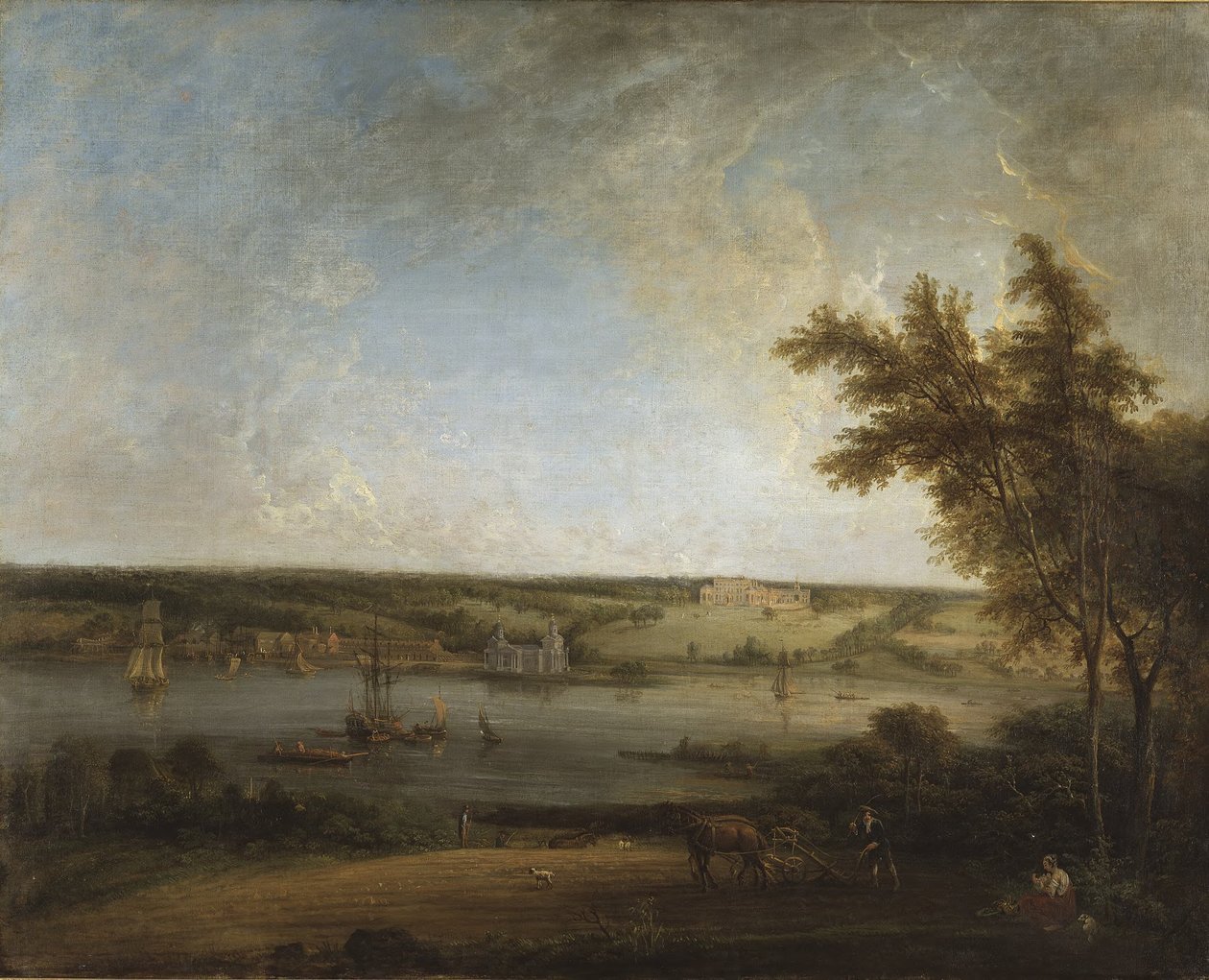 Engelsk landskab set fra Mistley Hall, Essex af Elias Martin