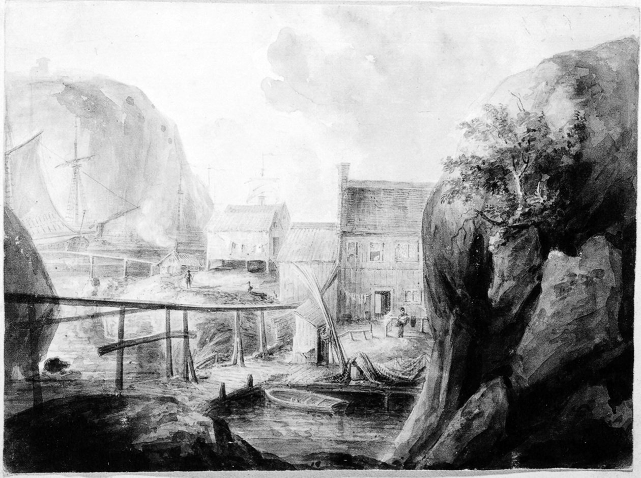 Kystbebyggelse i England af Elias Martin