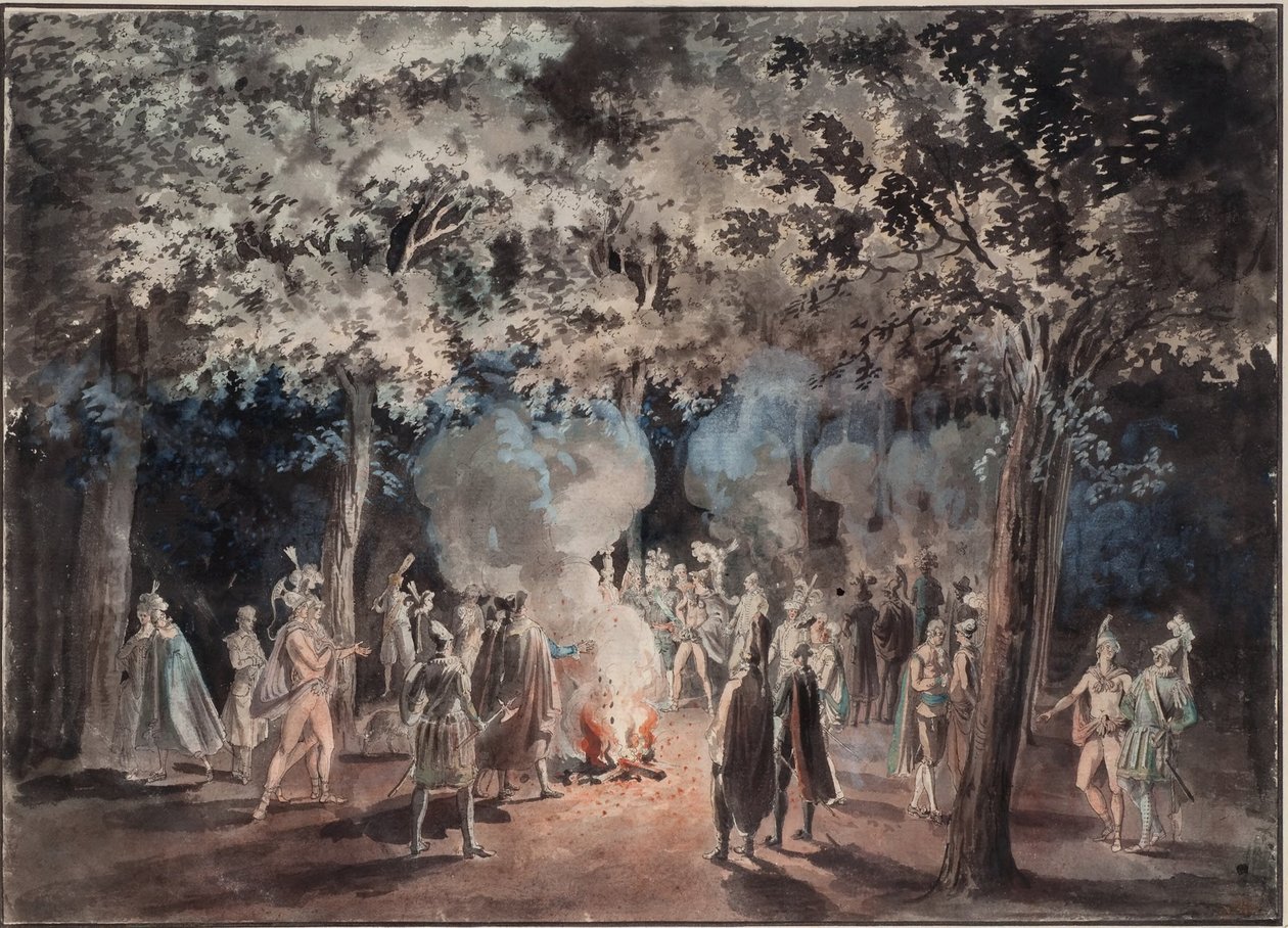 En spadseretur ved bålene i Drottningholms Park i 1785 af Elias Martin