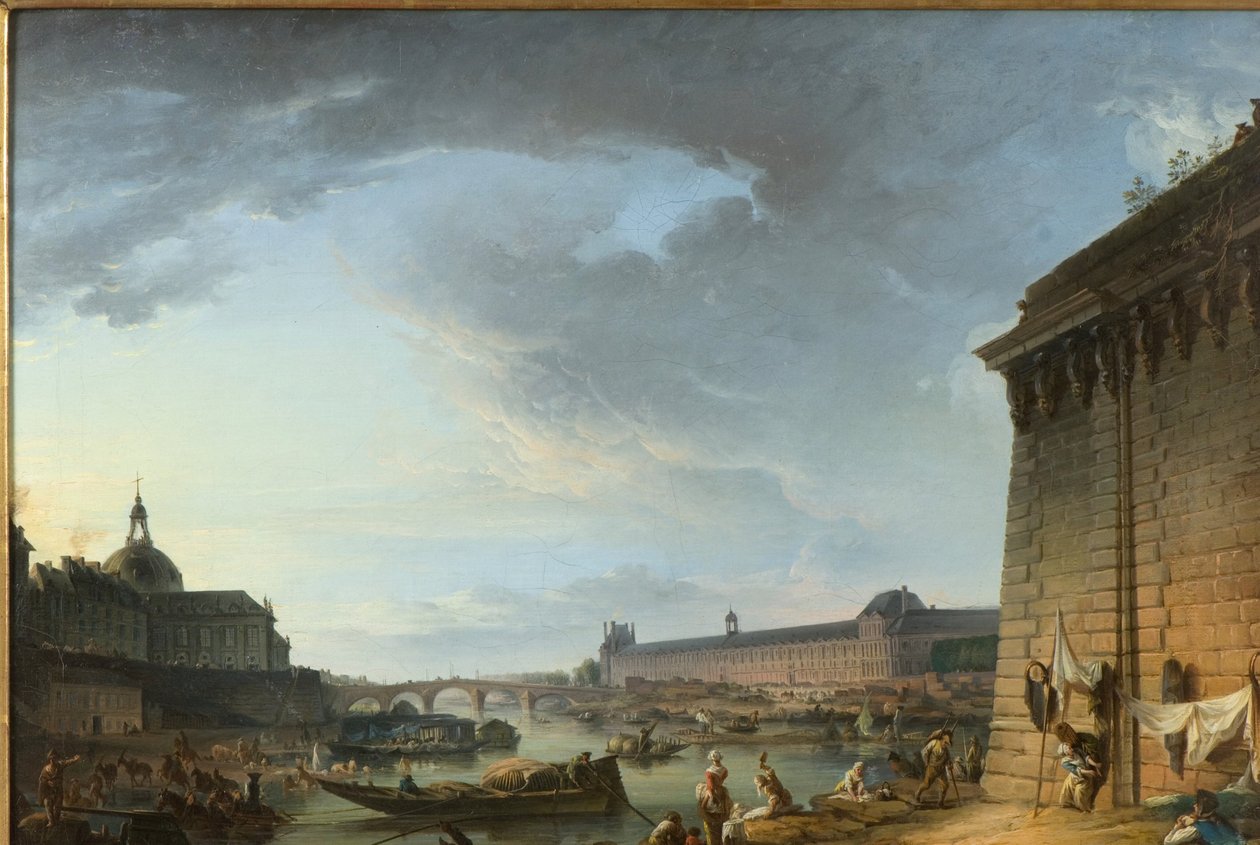 Udsigt over Paris fra dæmningen under Pont Neuf af Elias Martin
