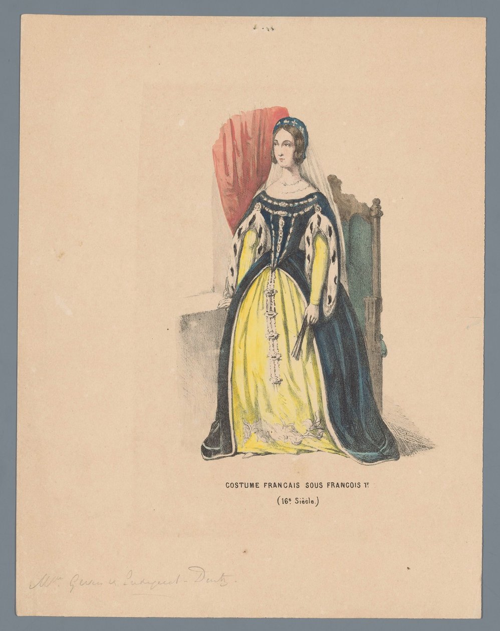 Fransk Kostume Under Francois 1. (16. århundrede) (titel på objekt) af Elias Spanier (attributed to)