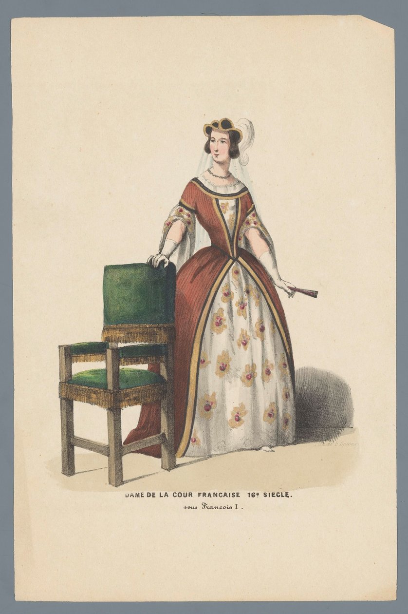 Dame af det franske hof XVI århundrede. under Francois I (titel på objekt) af Elias Spanier
