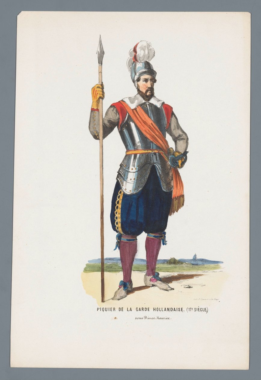 Pikeman fra den hollandske garde. (17. århundrede) under prins Maurice (titel på objektet) af Elias Spanier