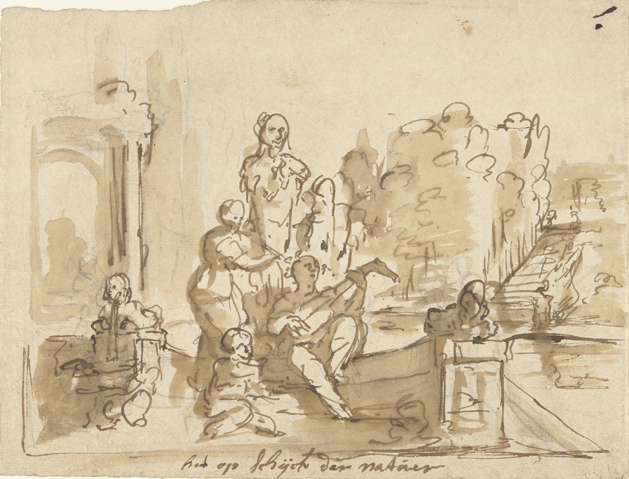 Allegori med musikskabende figurer i en have af Elias van Nijmegen