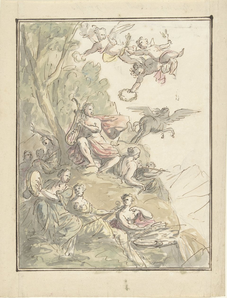 Apollon og muserne på Parnassus af Elias van Nijmegen