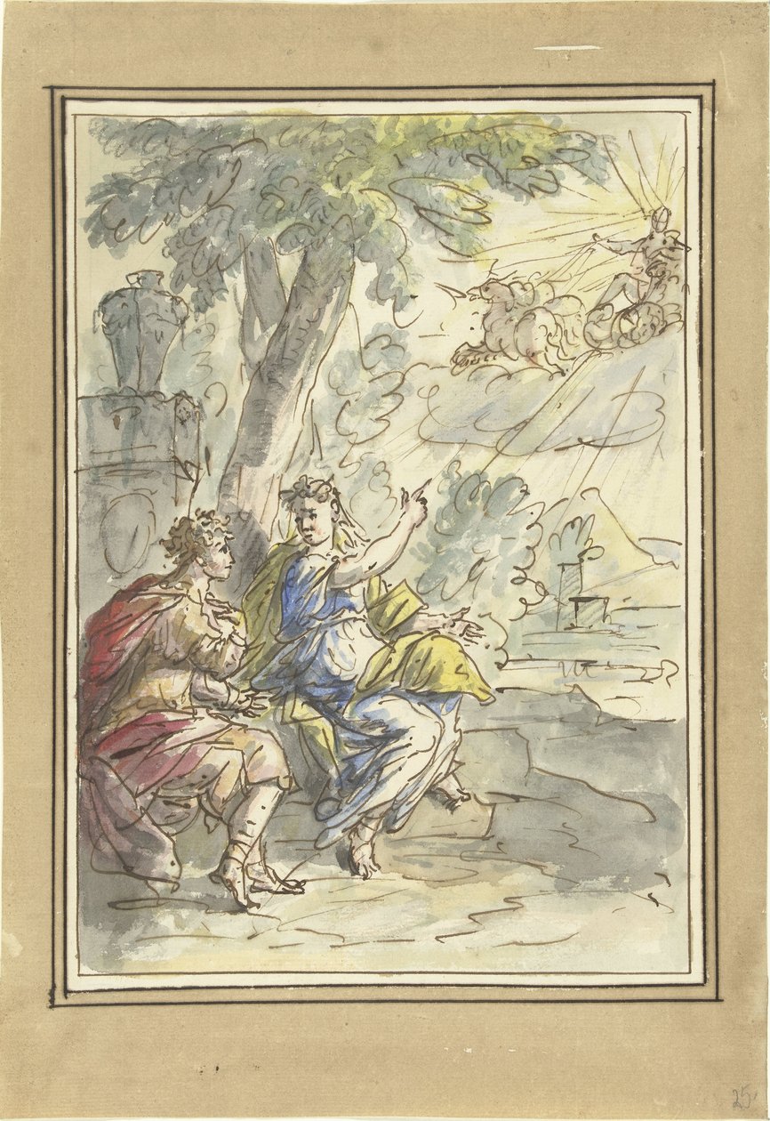 Clymene fortæller sin søn Phaeton om sin far Apollo af Elias van Nijmegen