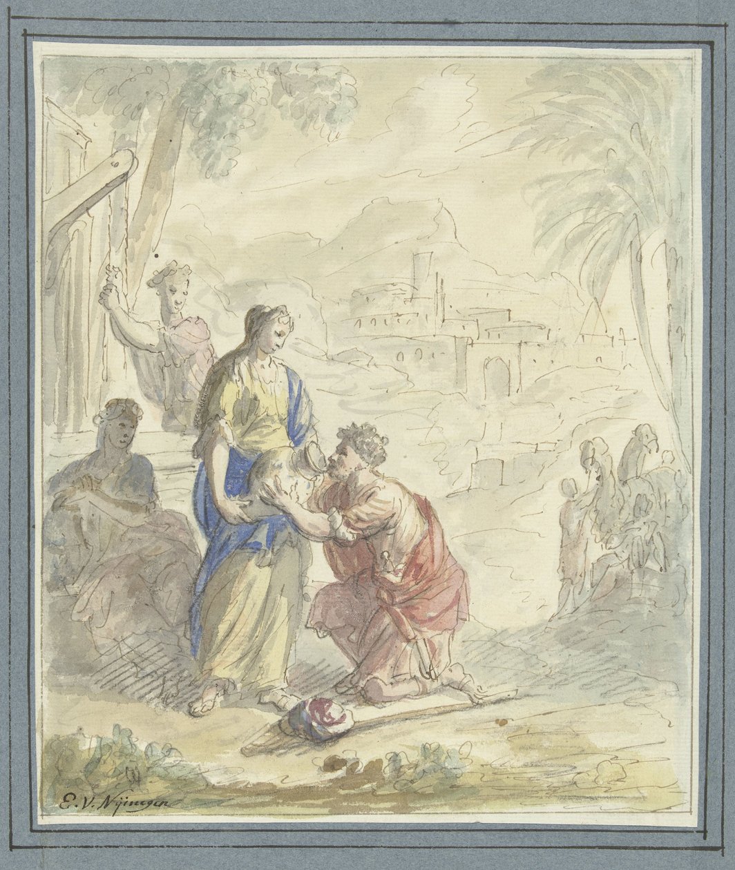 Rebekka og Eliezer ved brønden af Elias van Nijmegen