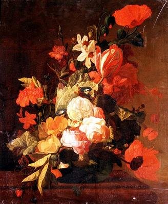 Roser, tulipaner, convolvuli mm. af Elias van den (follower of) Broeck
