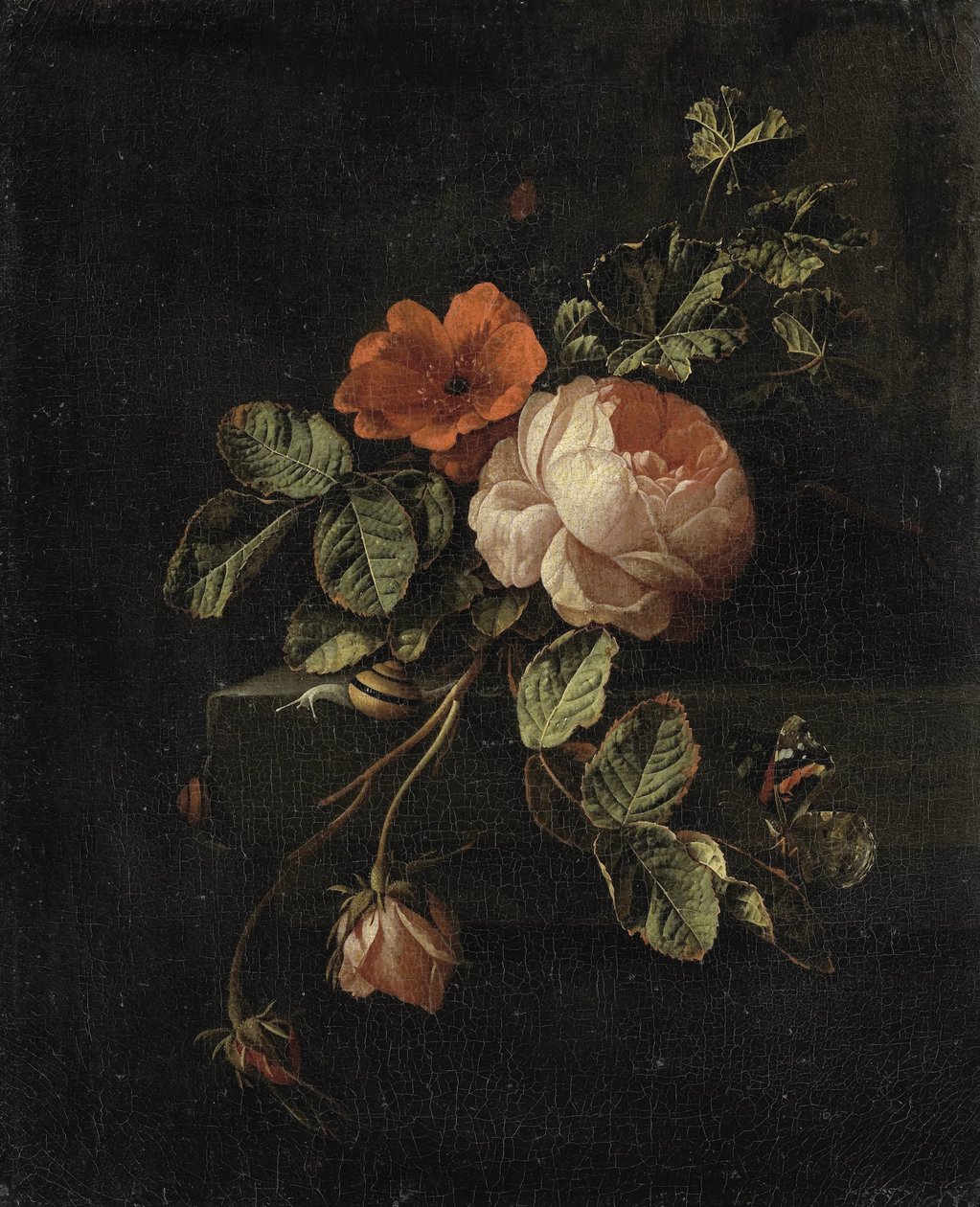 Stilleben med roser af Elias van den Broeck