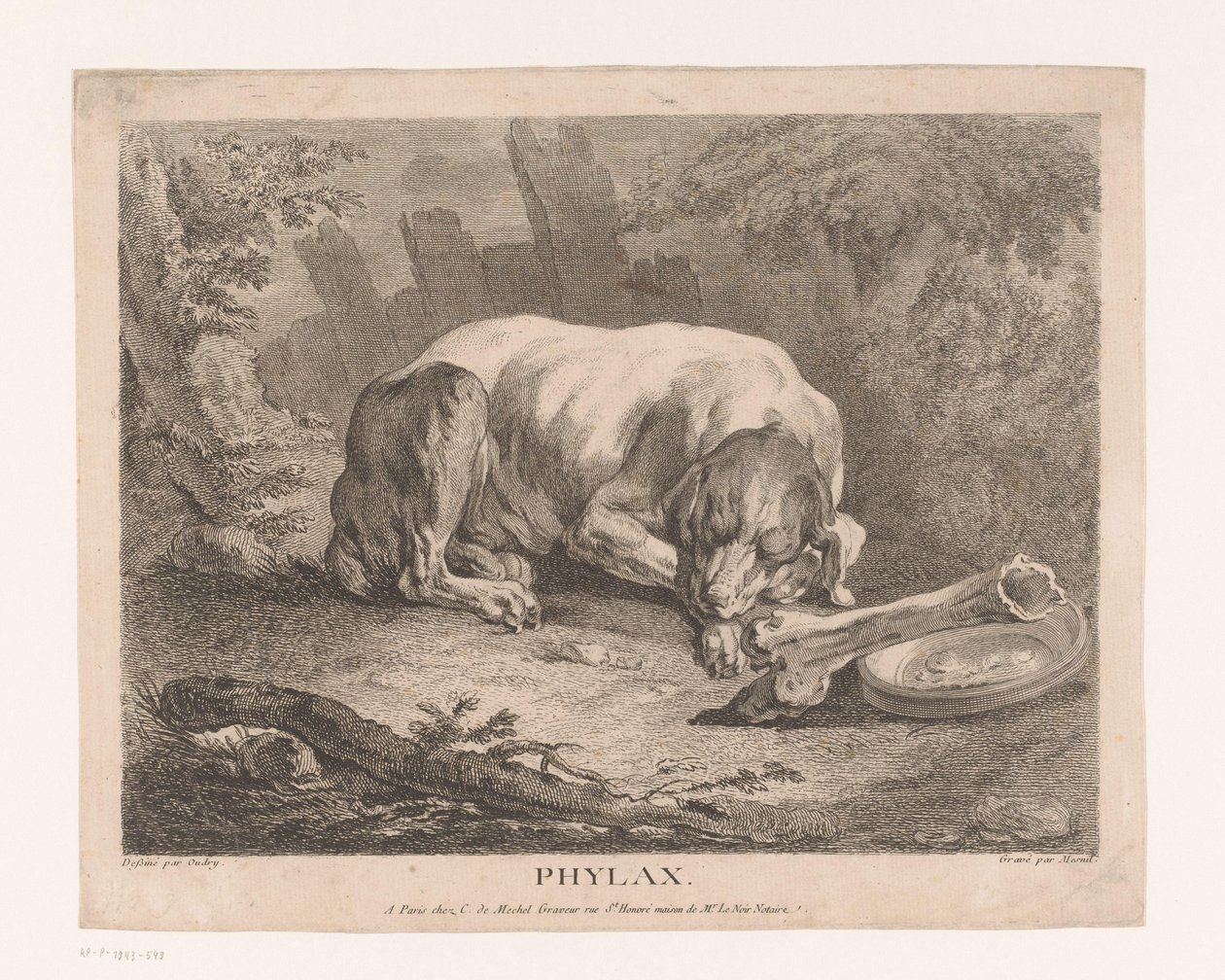 sovende hund Phylax (titel på objekt) af Élie du Mesnil