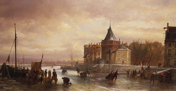 Skøjtescene af Elies Pieter van Bommel