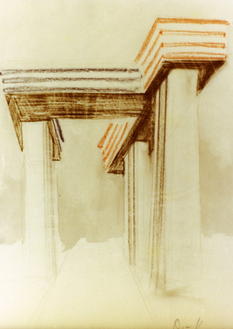 Designtegning til den foreslåede wolkenbugel (sky-jern) bygning af el lissitzky (lazar markovich lissitzky), der aldrig blev bygget af Eliezer Markowich Lissitzky