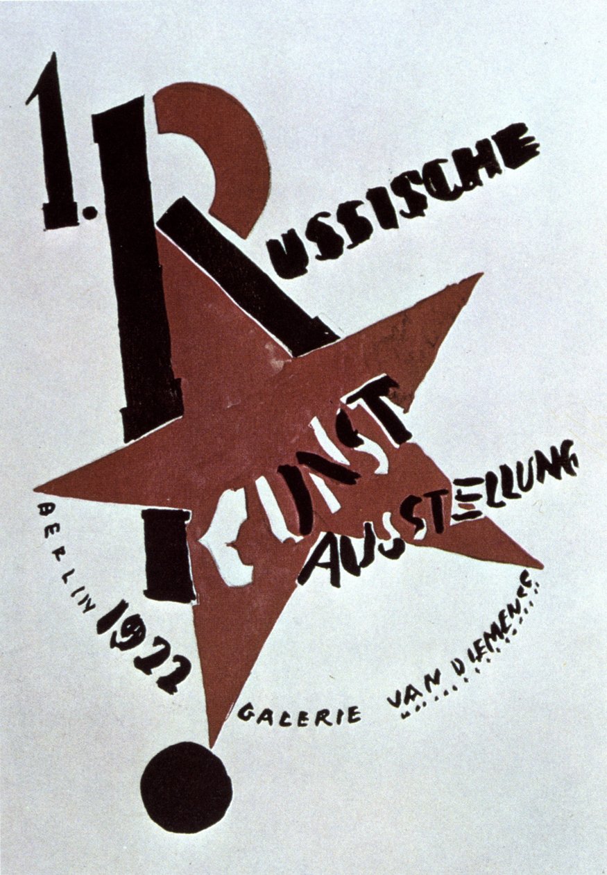 Design af Lazar Lissitzky til forsiden af kataloget til den første udstilling af russisk kunst, Berlin af Eliezer Markowich (1890 1941) Lissitzky