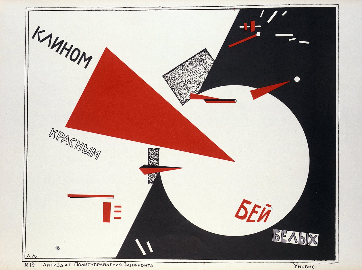 Med den røde trekant rammer de hvide! , propagandaplakat af Eliezer Markowich Lissitzky