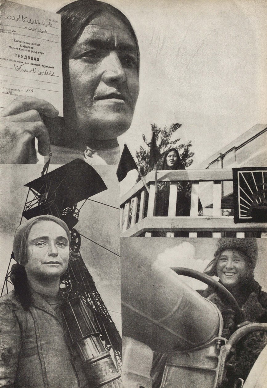 sovjetisk kvinde. Illustration fra USSR Builds Socialism, 1933. af Eliezer Markowich Lissitzky