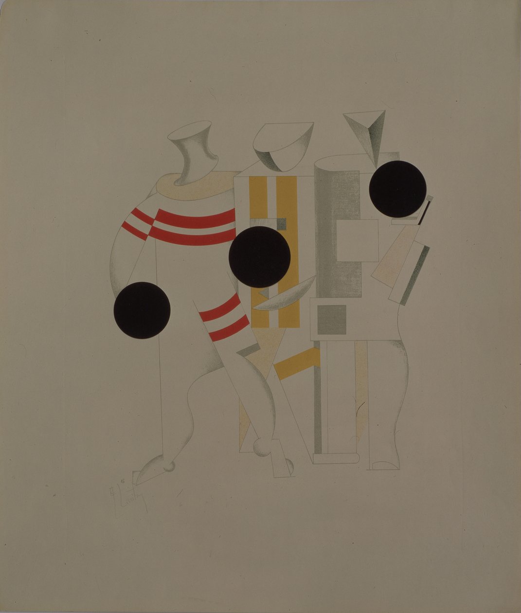 Sportsfolk. Figur til operaen Victory over the sun af A. Kruchenykh, 1920-1921 af Eliezer Markowich Lissitzky