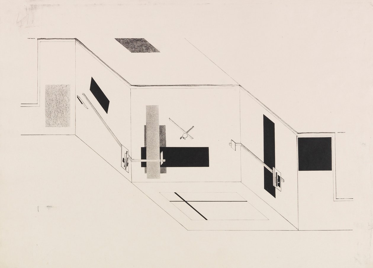 Proun-rummet. Ark 5 af I Kestner-porteføljen, 1923. af Eliezer Markowich Lissitzky