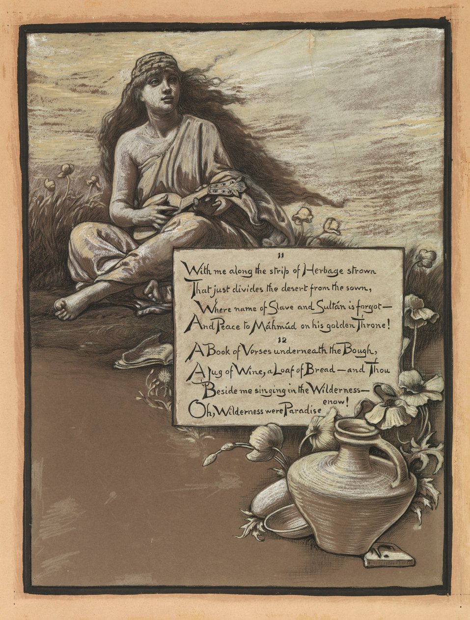 (Illustration til Rubáiyát af Omar Khayyám) Sangen i ørkenen af Elihu Vedder