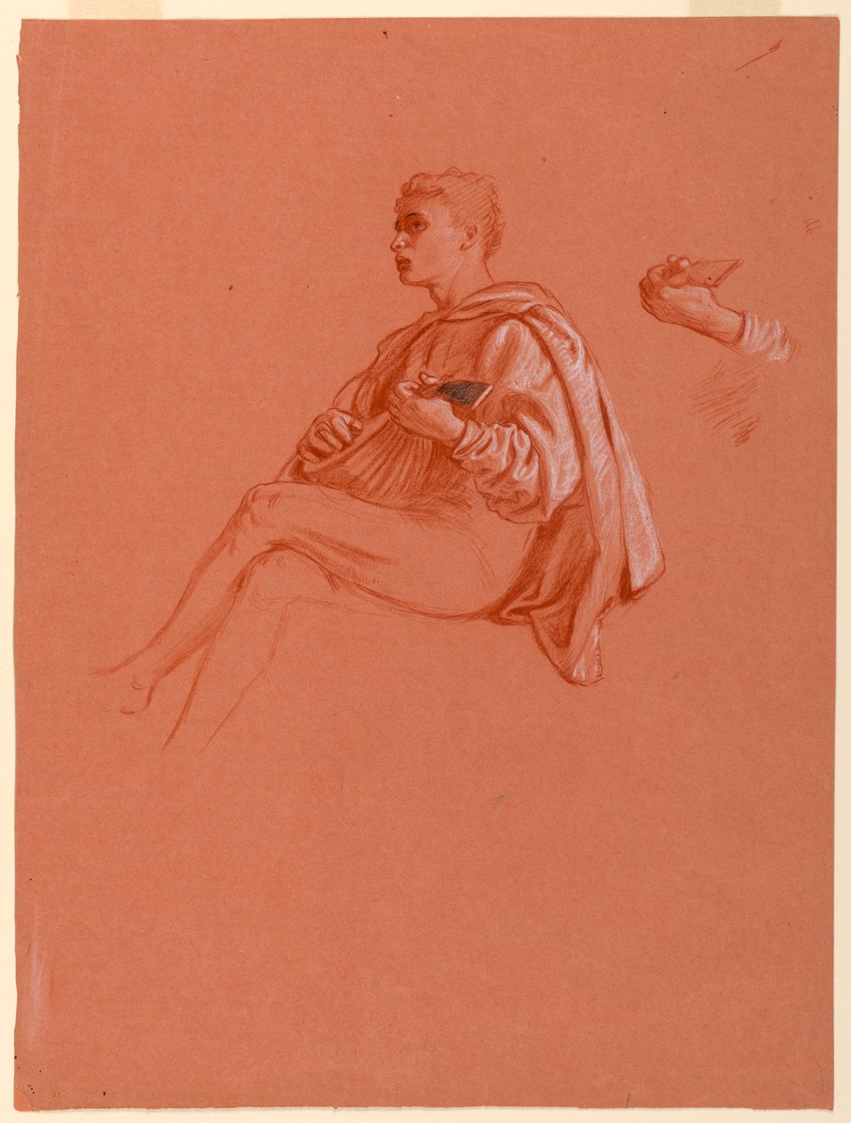 Tegning, Dreng spiller på lut, 1871-72 af Elihu Vedder