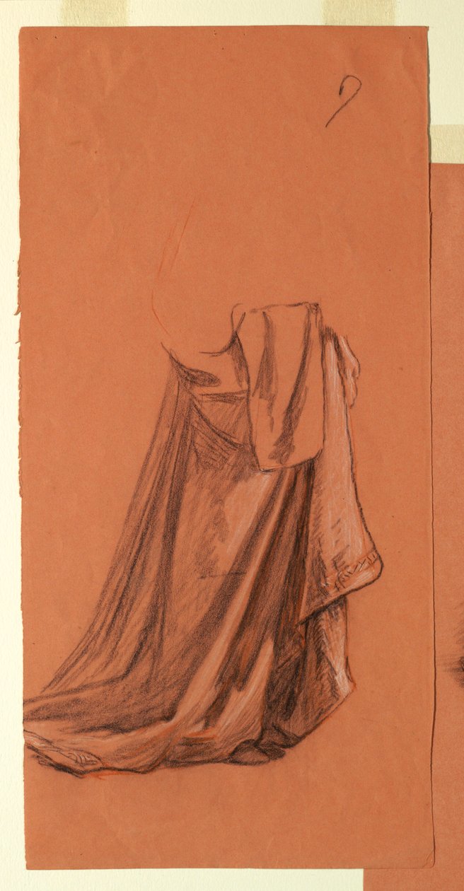 Tegning, Draperi (studie til oliemaleri, "Wedding Procession" eller "The Dance", 1872-79) af Elihu Vedder