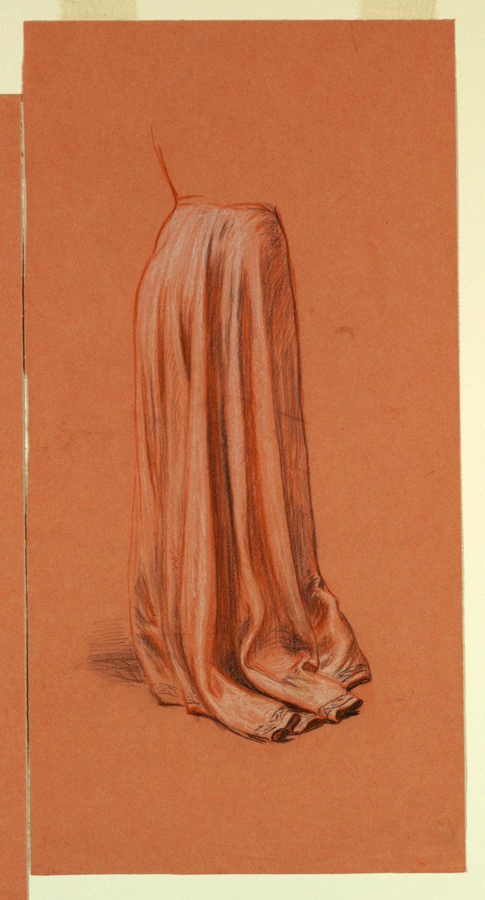 Tegning, Draperi (studie til oliemaleri, "Wedding Procession" eller "the Dance"), ca. 1872-79 af Elihu Vedder