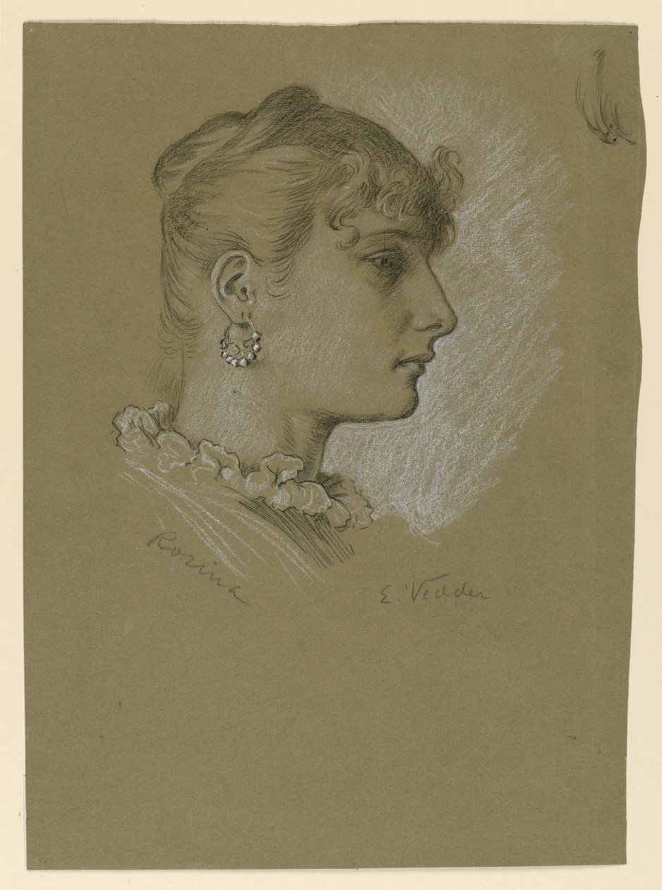 Tegning, Kvindehoved i profil: Rosina, ca. 1885 af Elihu Vedder
