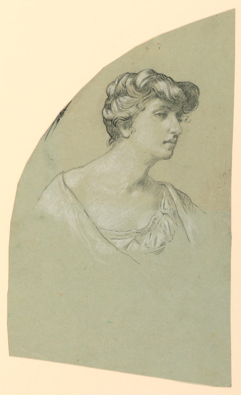 Tegning, Portrætskitse af en ung kvinde, ca. 1885 af Elihu Vedder