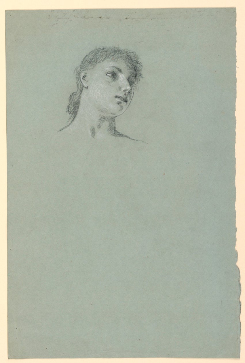 Tegning, Studie af en pige, ca. 1885 af Elihu Vedder