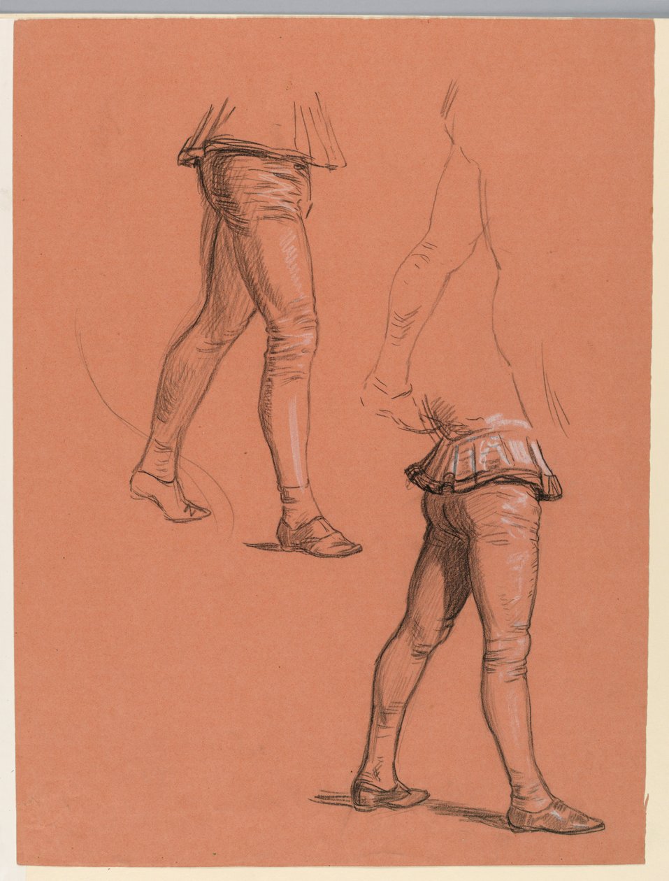 Tegning, detaljer af udklædte figurer, ca. 1885 af Elihu Vedder