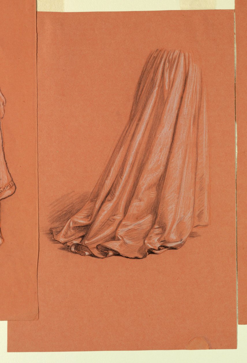 Tegning, draperi (studie til oliemaleri, "Wedding Procession"), ca. 1872 af Elihu Vedder