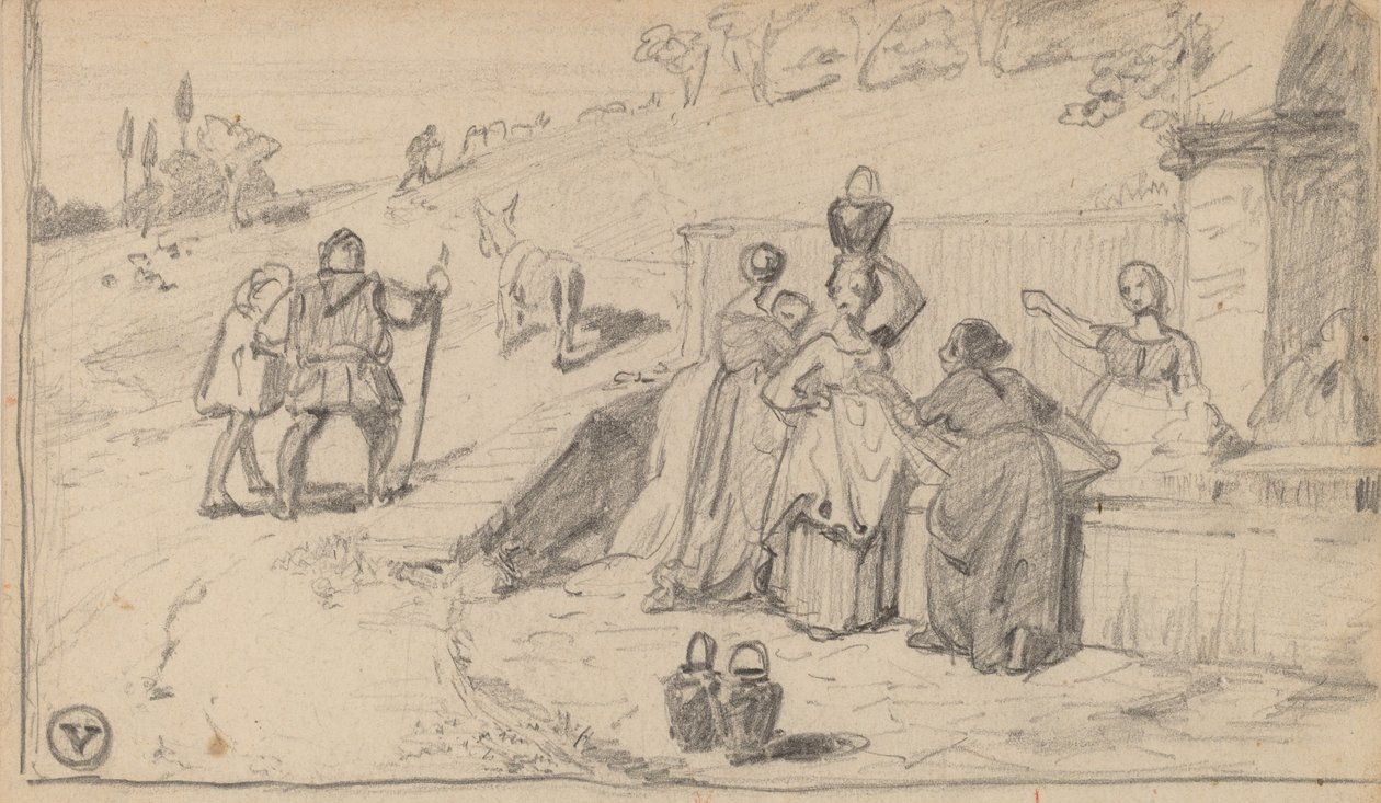 far og søn, ca. 1859. af Elihu Vedder