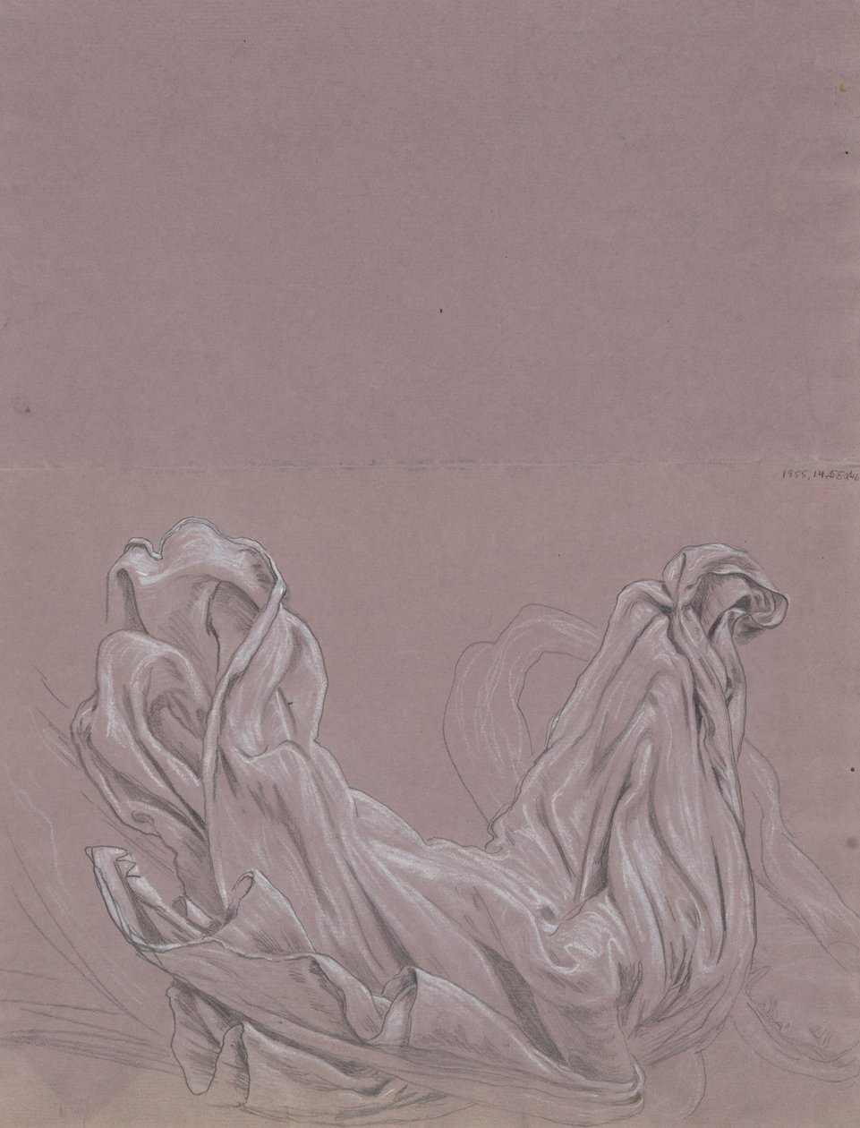 Figurstudier (recto); Drapery Study (verso) af Elihu Vedder