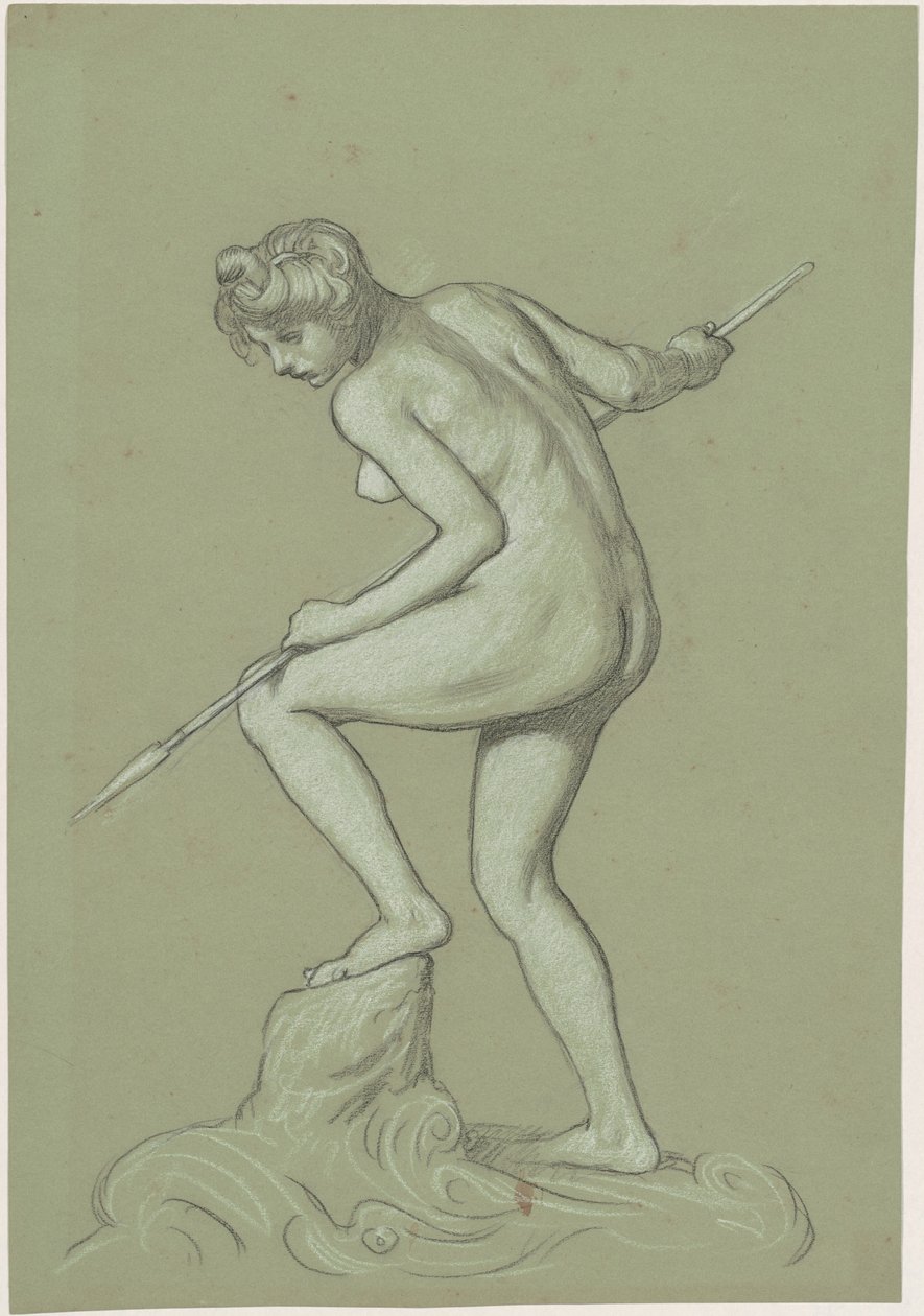 Pigen Spearing Delfin af Elihu Vedder