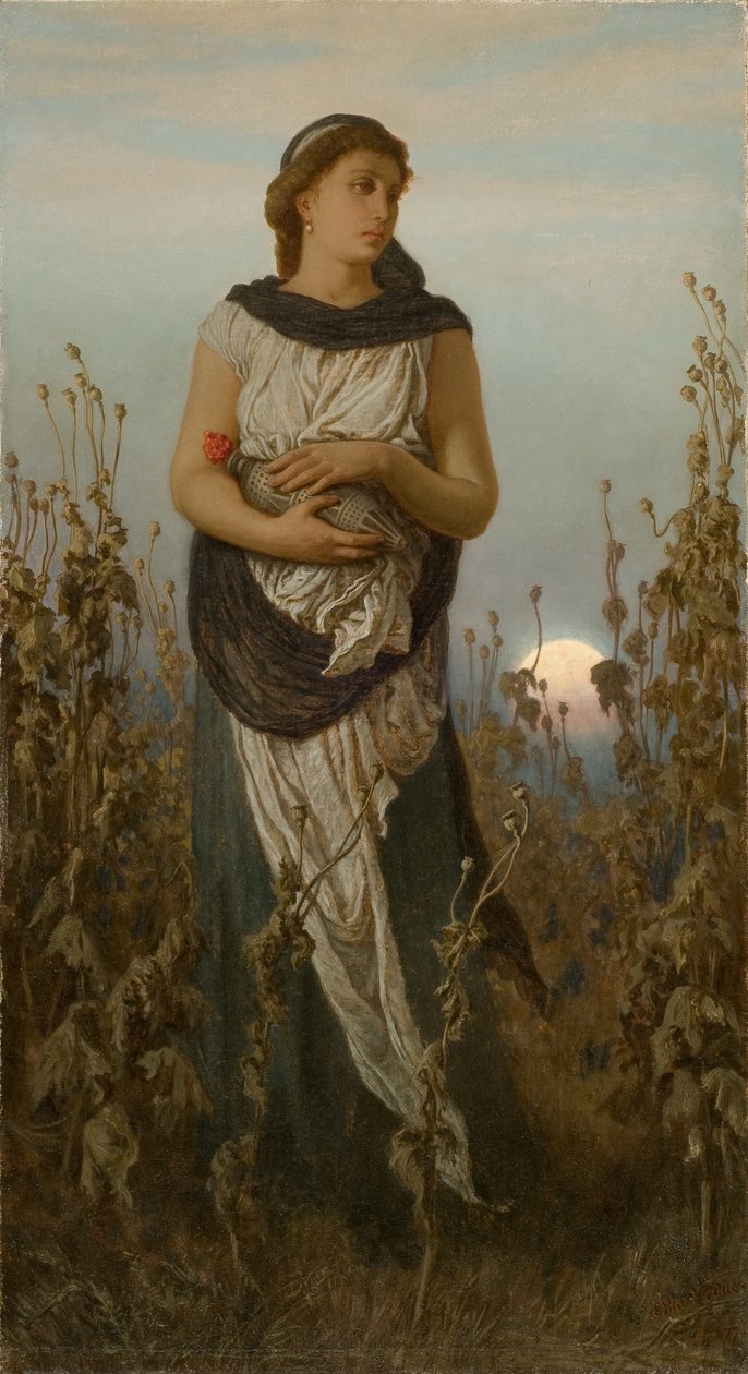 Memory (Pige med valmuer), 1877 af Elihu Vedder