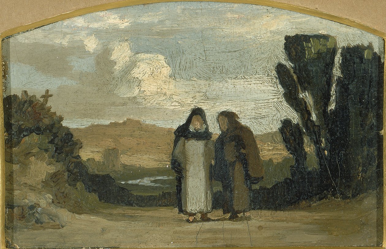 Munke på Appia-vejen, ca. 1865. af Elihu Vedder