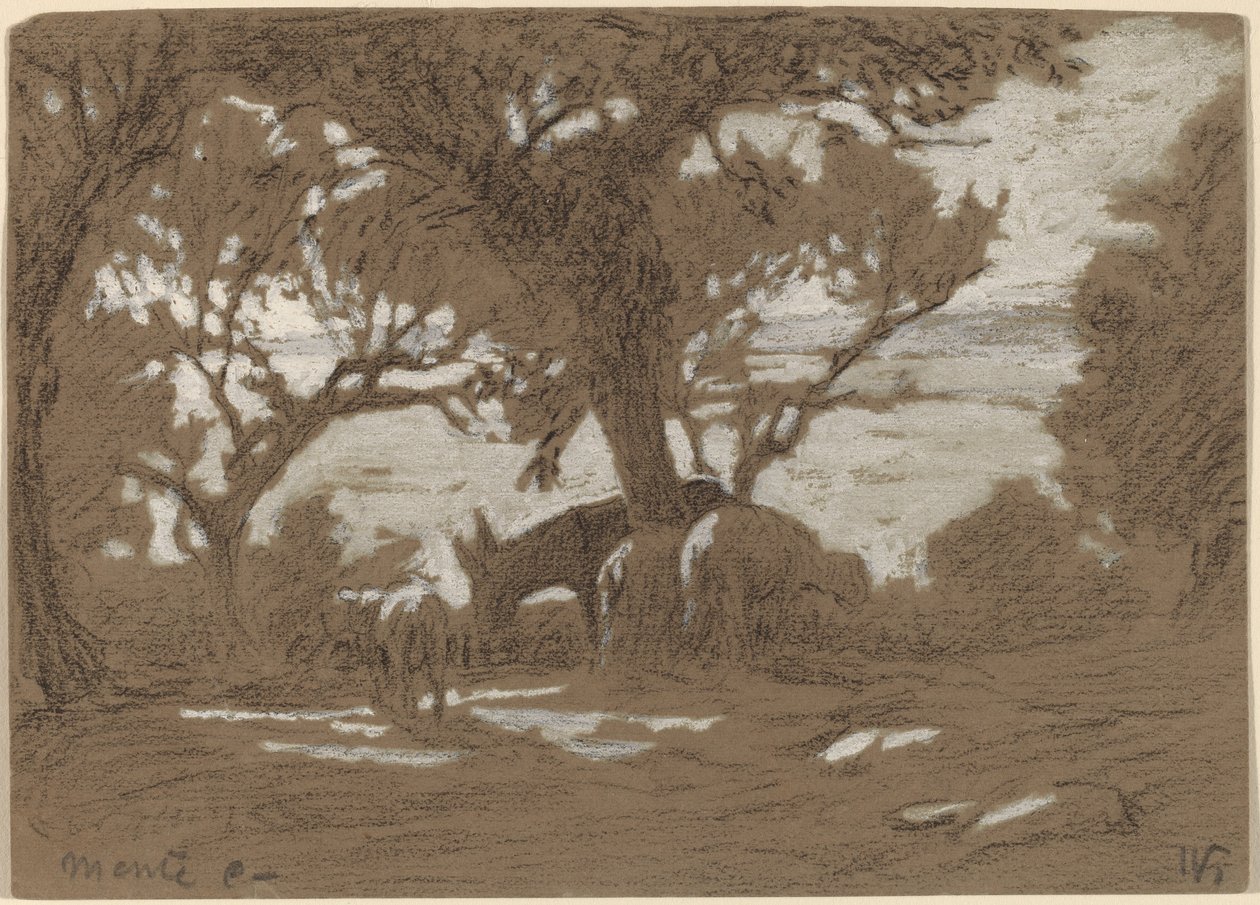 Mt. Colognola - Får græsser ved Trasimenosøen af Elihu Vedder