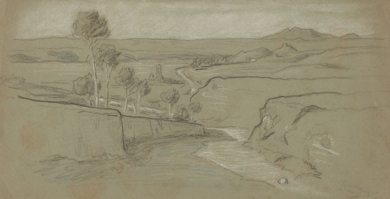romersk landskab, ca. 1900. af Elihu Vedder