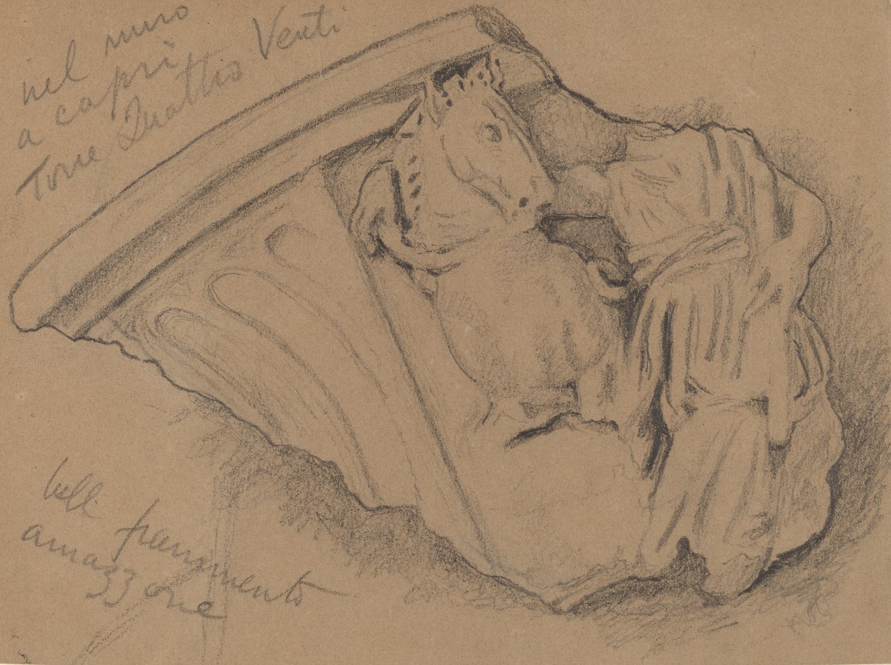 Skitse af et fragment fra en mur i Capri, ca. 1897. af Elihu Vedder