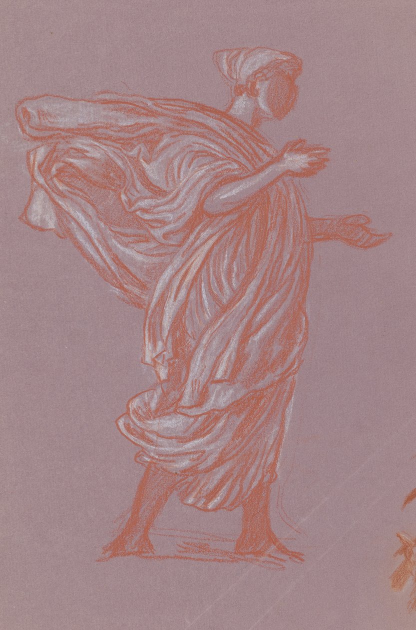 Stående figur, ca. 1872-77 (kridt på lilla lagt papir) af Elihu Vedder