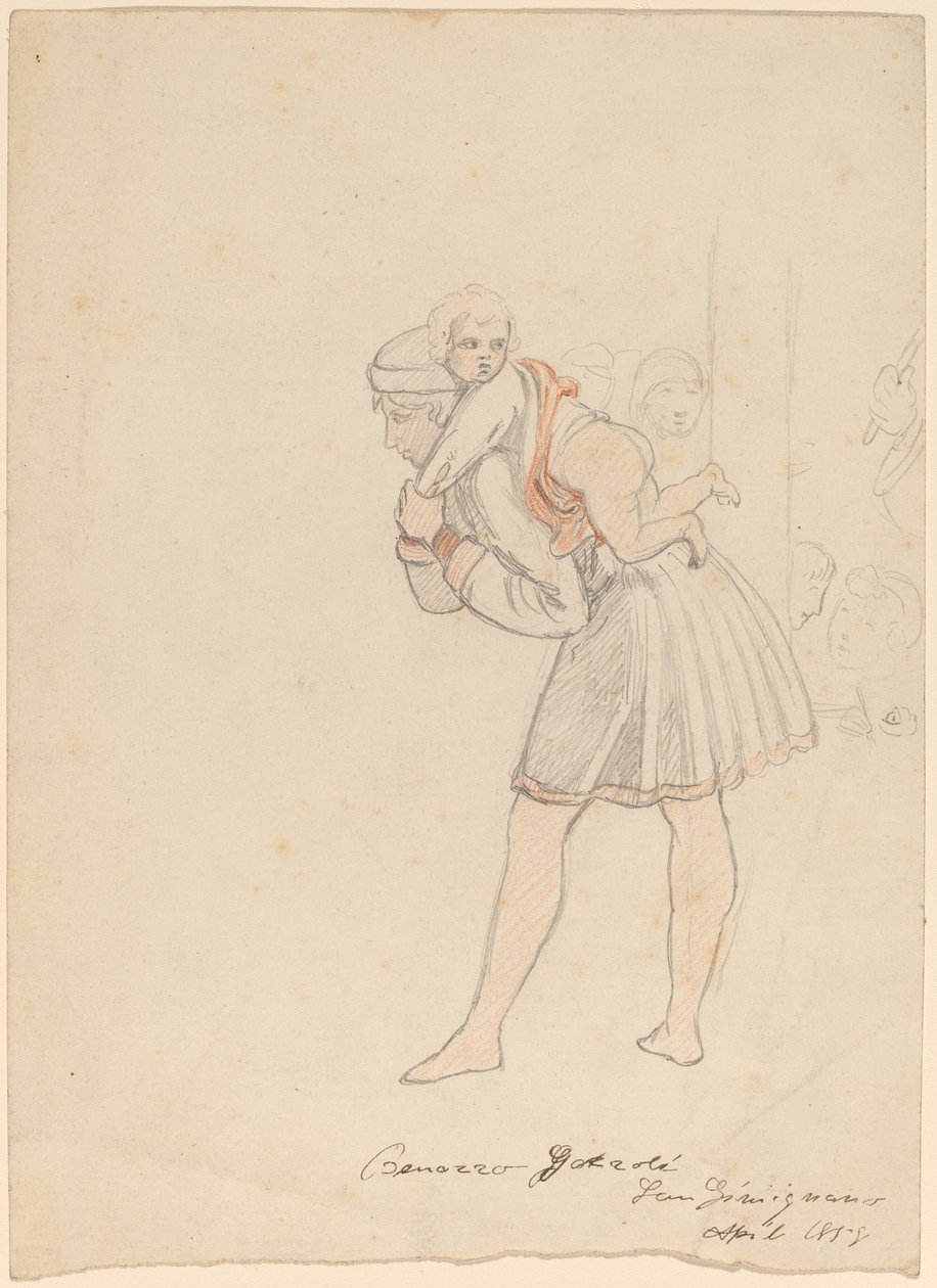 Studie efter Gozzoli, 1858. af Elihu Vedder