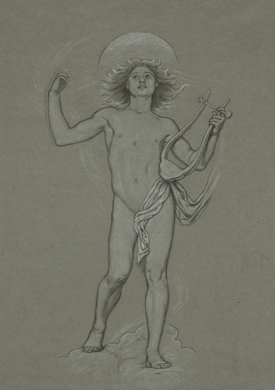 Studie for Figure of Apollo, fra de 60 undersøgelser til Huntington-loftet (1926.80) af Elihu Vedder