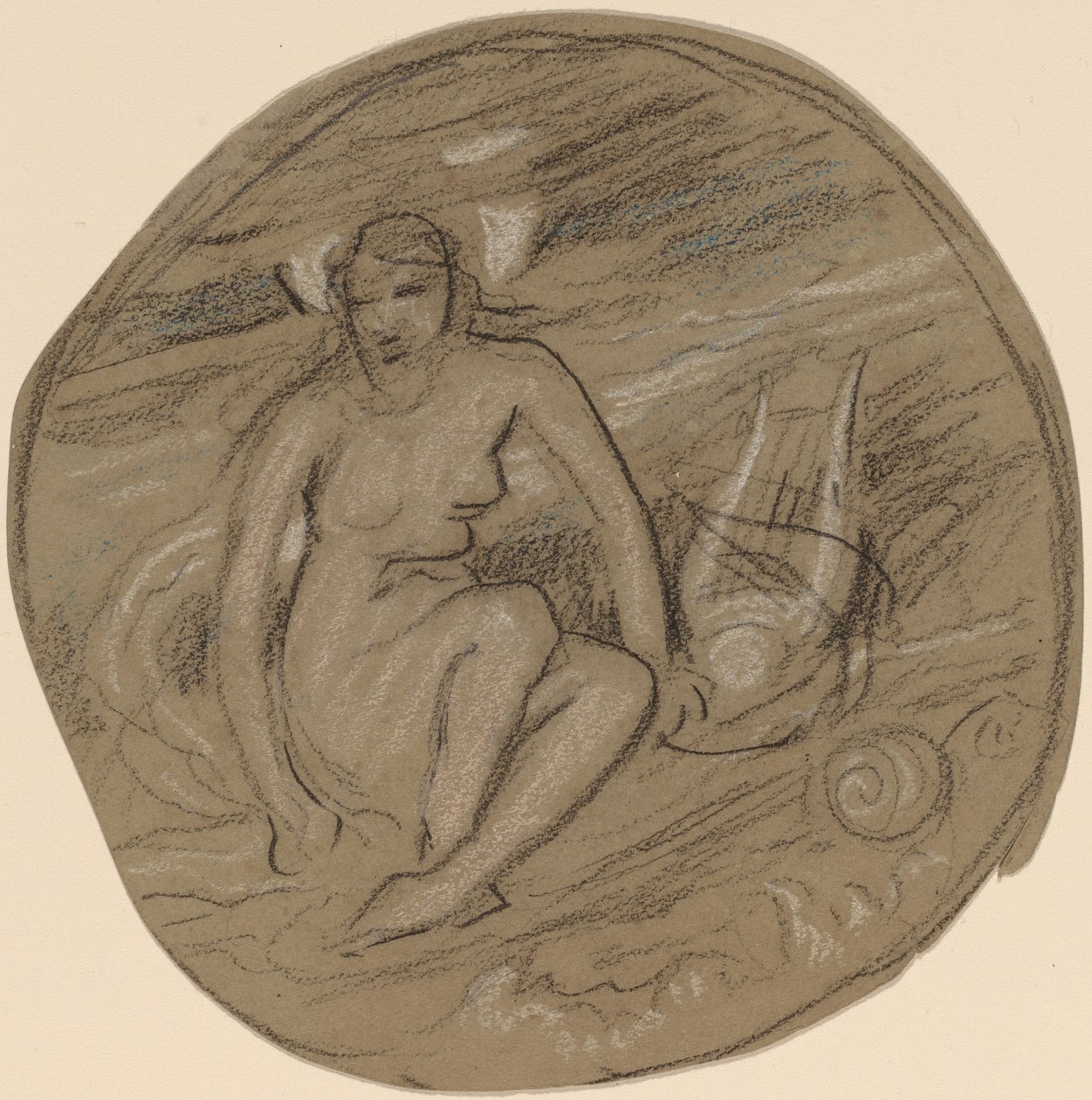 Studie til musik, ca. 1890. af Elihu Vedder
