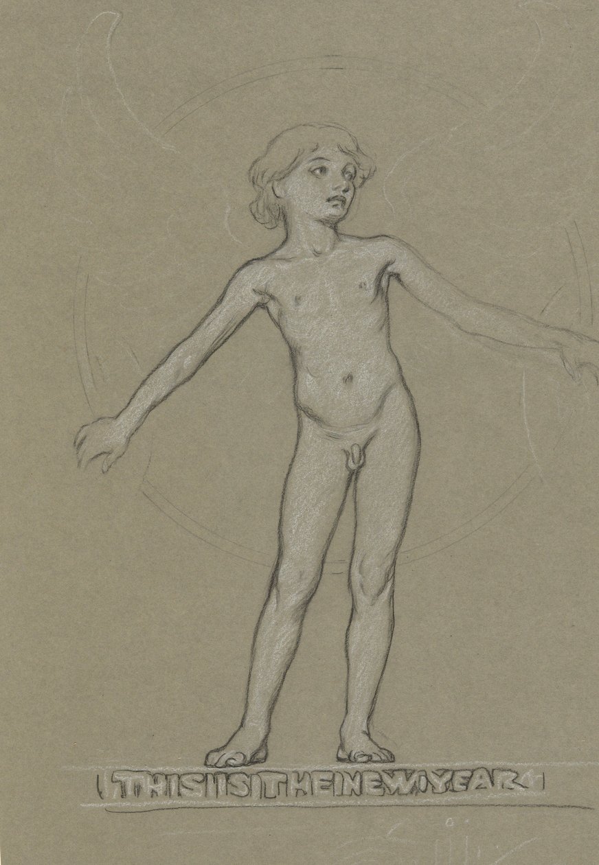 Studie for bevingede unge (det nye år) af Elihu Vedder