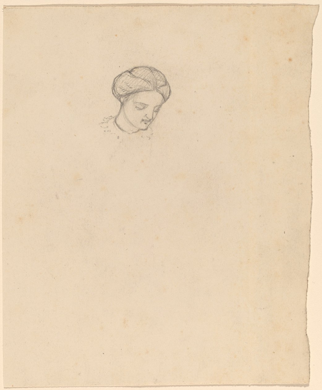 Studie af en piges hoved, ca. 1858. af Elihu Vedder